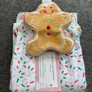 Pink Christmas Gingerbread Hanging Kitchen Towel Pastel Hand Dish Towel CUTE!